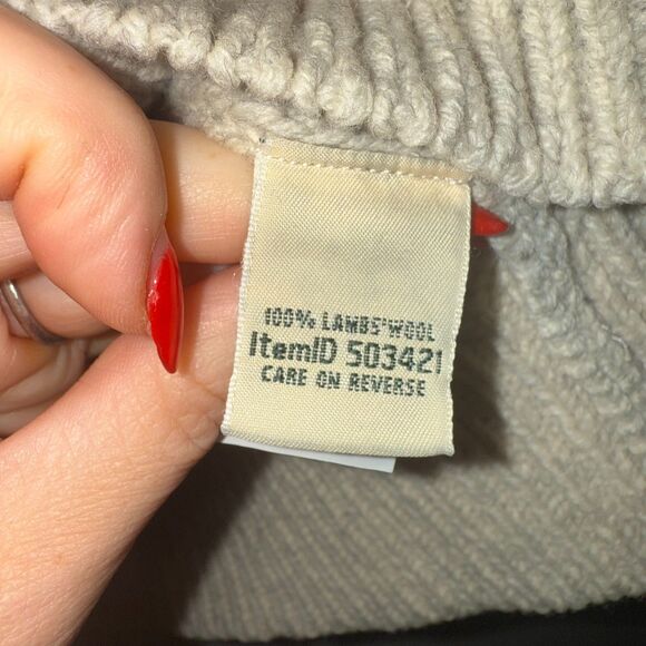 L.L. Bean Classic Rag Wool Fair Isle Zip Cardigan - Cream/Black/Gray XL - Picture 9 of 10